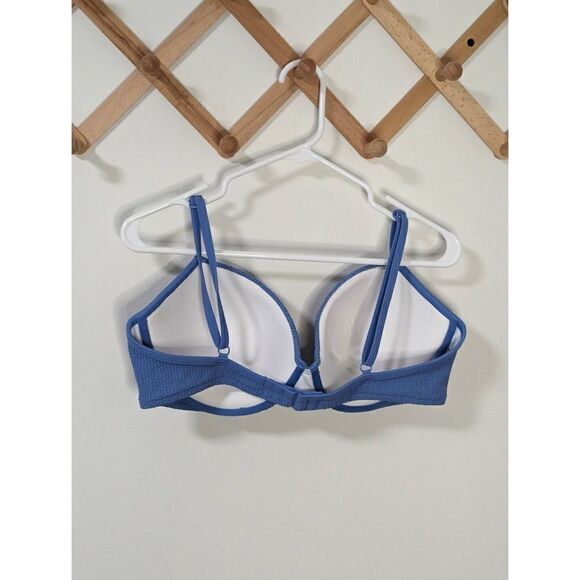 Victoria's Secret Pink Blue Ribbed Padded Push Up Swim Top - Size XXL - Picture 4 of 7